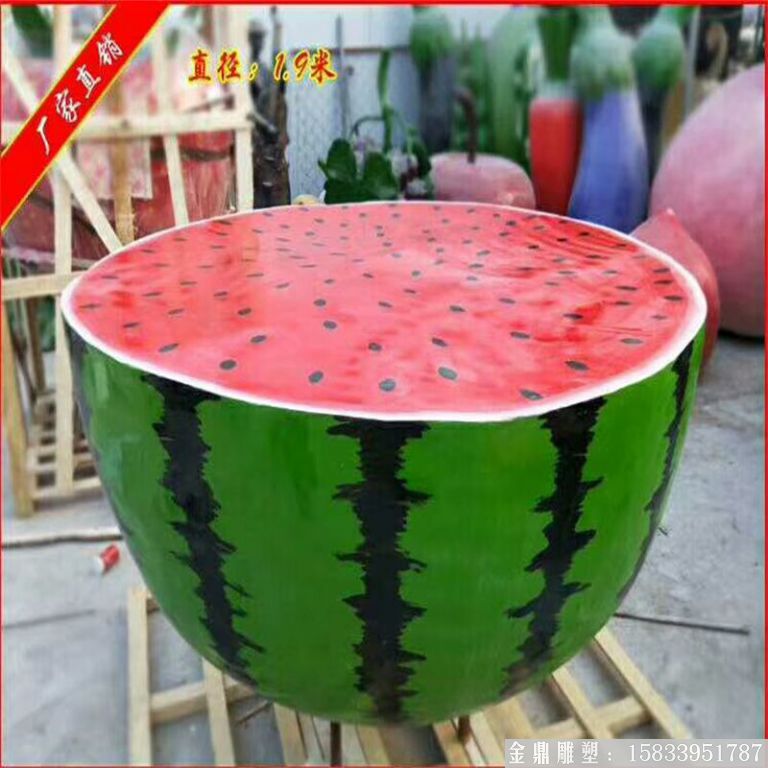 玻璃钢西瓜雕塑加工厂家 水果西瓜雕塑